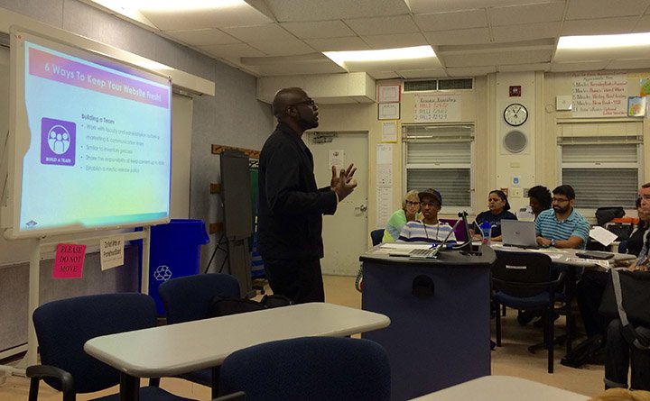 Sean Russell speaking to employees at Broward County Public Schools